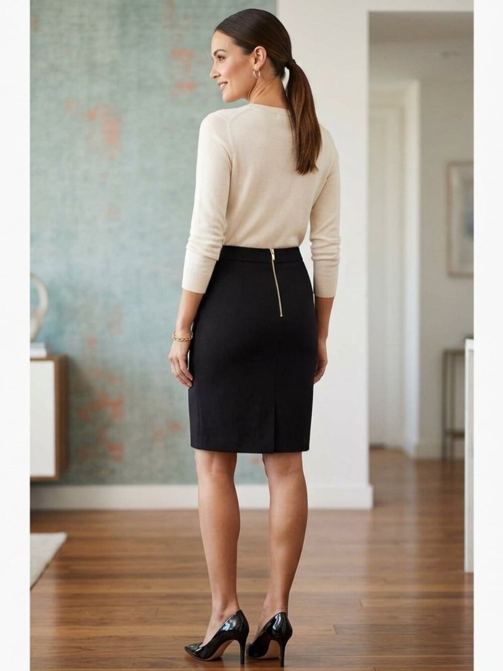 A New Day Black Midi Pencil Skirt